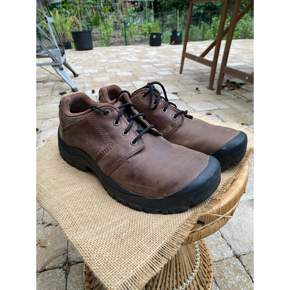 Brown LL Bean Leather Rugged Oxford Shoes Rubber Toe Cap 10 Mens
